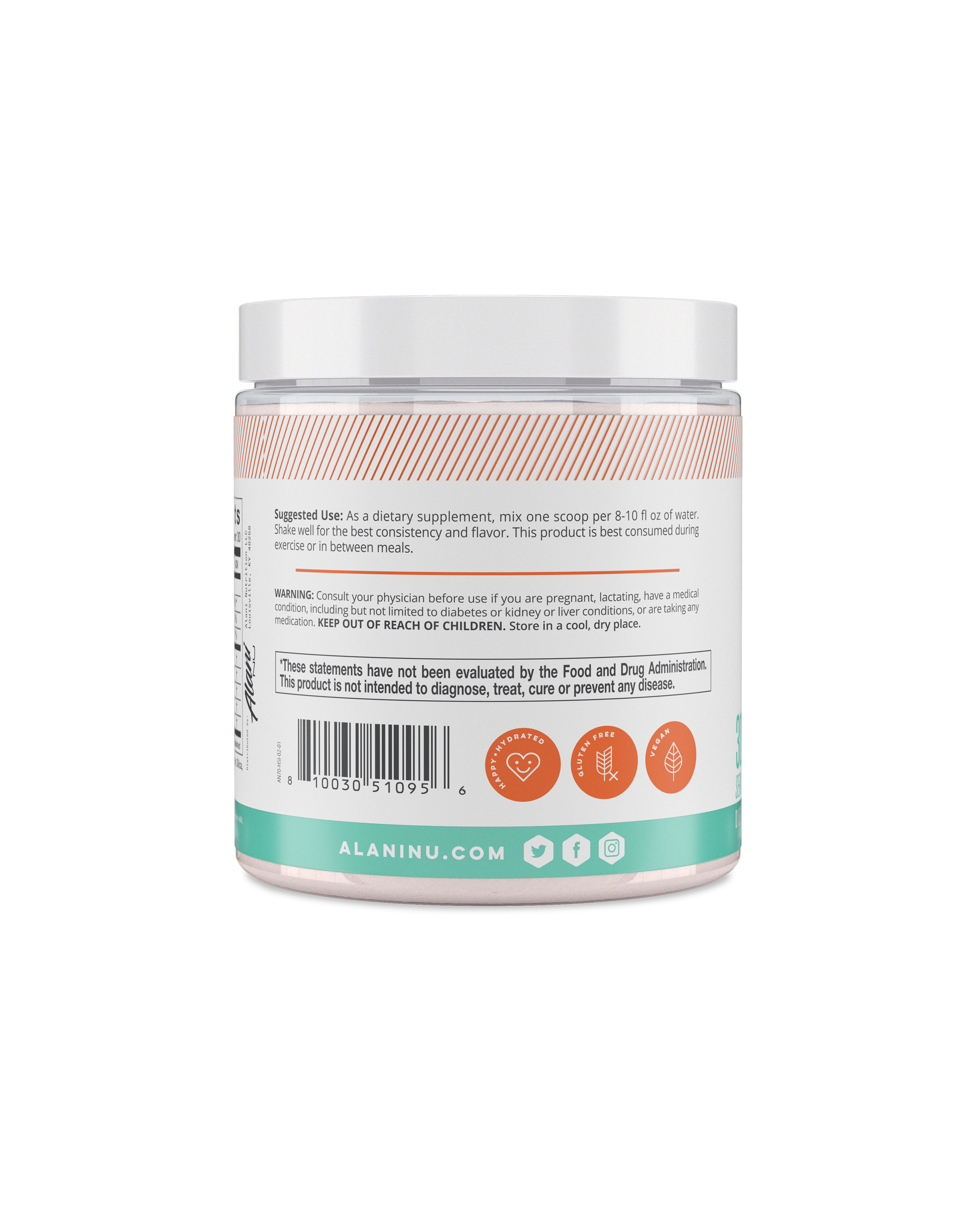 A side view of BCAA in Hawaiian Shaved Ice flavor.
