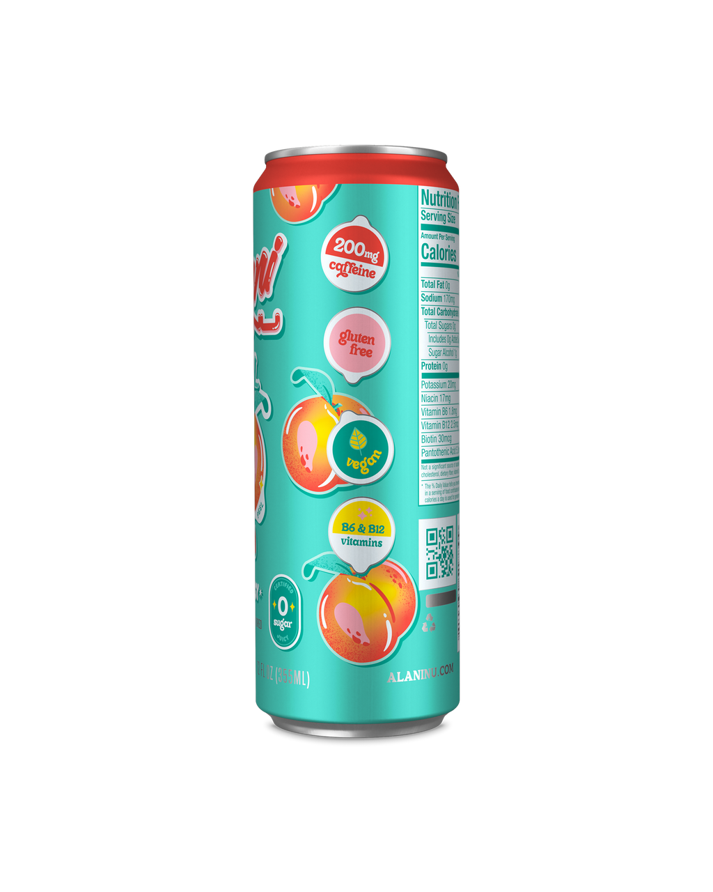 A side view of Energy Drink in Juicy Peach flavor showcasing suggested use of product.